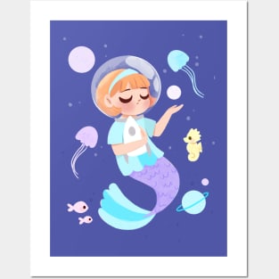 Astronaut Mermaid Posters and Art